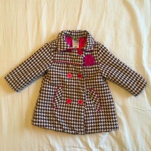 Brown and White Houndstooth Pea Coat 2T